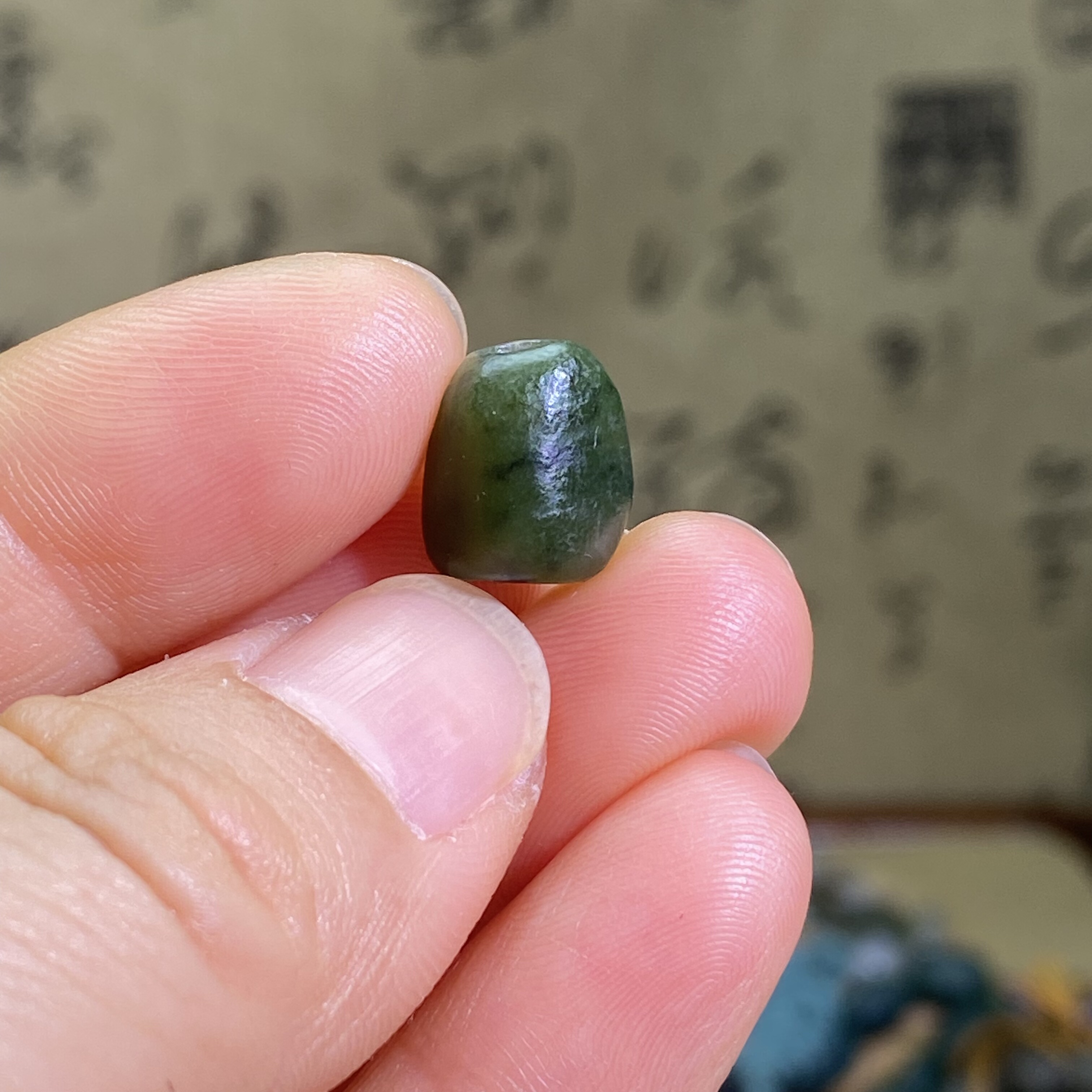 和田玉碧玉籽料随型小珠子配饰老光工艺古风藏式手链手编绳配珠