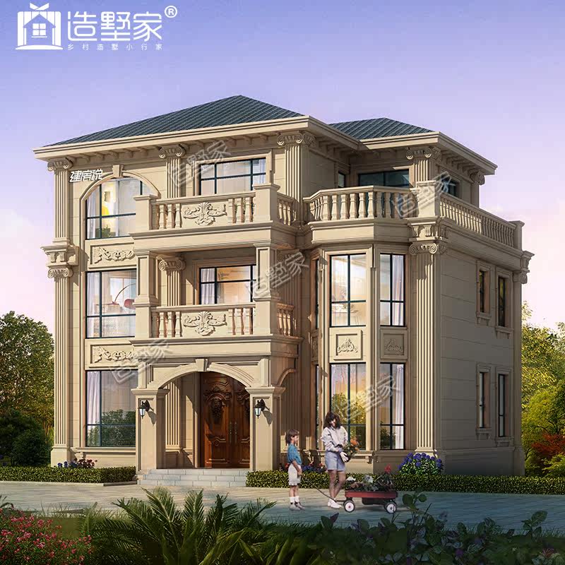 三层欧式别墅设计图纸农村自建房全套户型效果图水电图施工图包邮