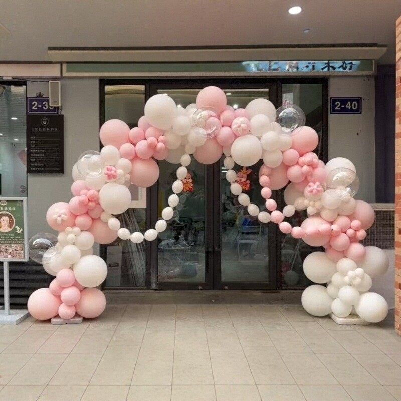 马卡粉气球拱门女孩周岁儿童生日派对布置开业周年庆毕业典礼装饰