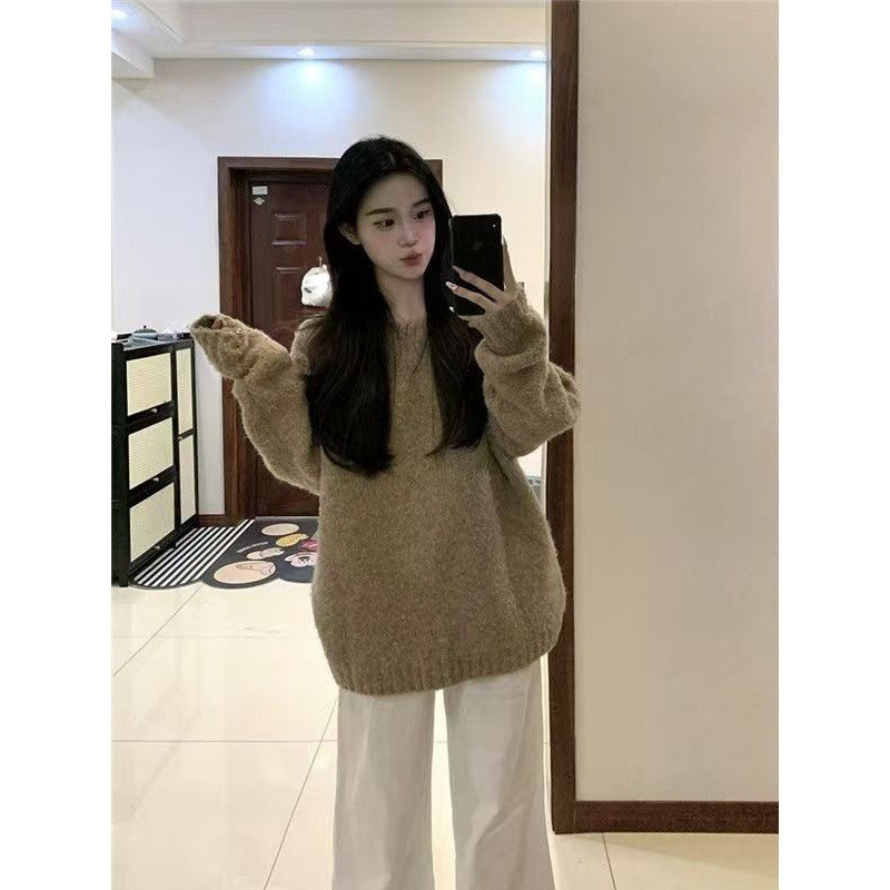 毛衣女款2025新款秋冬韩系宽松软糯套头百搭加厚小个子慵懒风上衣