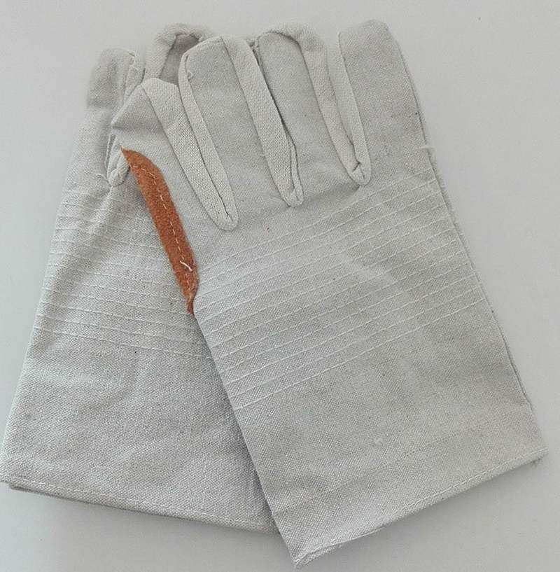 甲布条三皮全棉布单层手套掌心皮劳保帆布斜纹机械耐磨10双