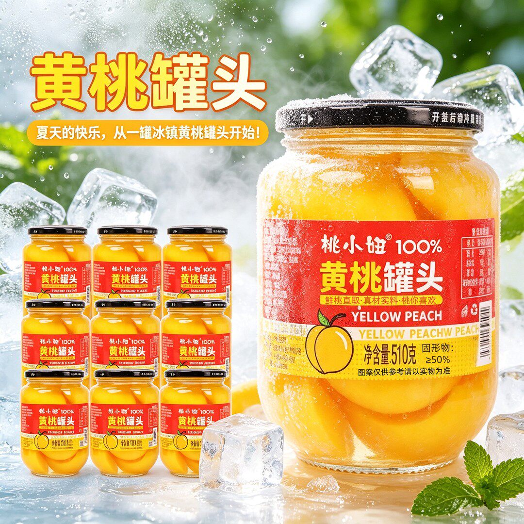 新鲜黄桃罐头510g水果罐头