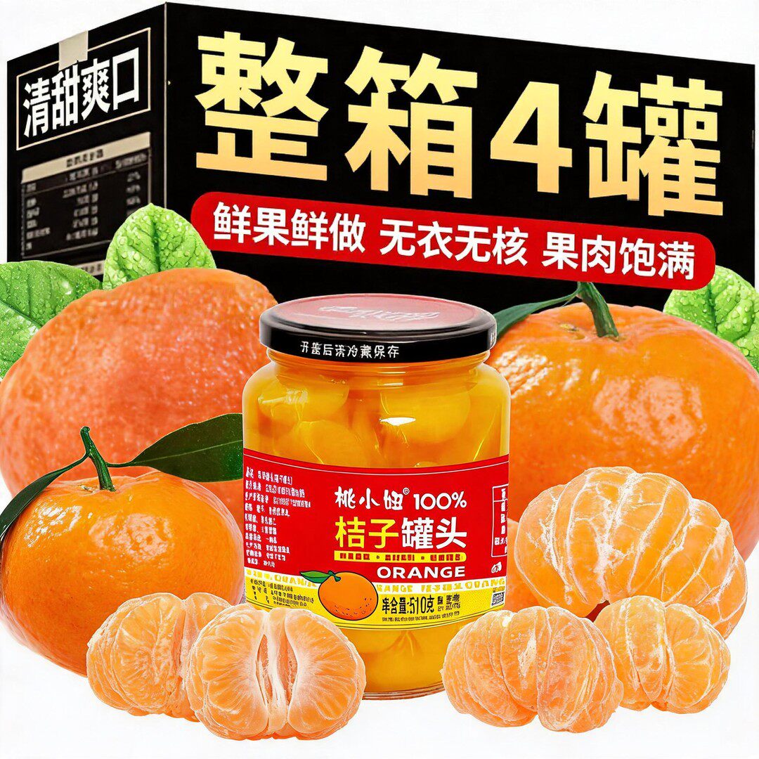 橘子罐头510克*4瓶水果罐头玻璃