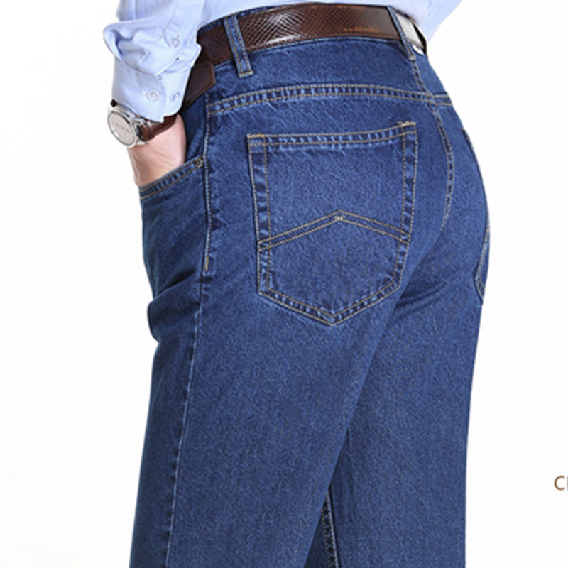 秋冬款 苹果牛仔裤男 中老年直筒宽松商务休闲高腰全棉中腰长裤子