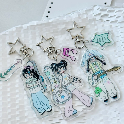 Оригинальный мультяшный акриловый брелок, гитара, брендовая подвеска
