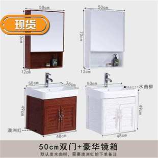 小型镜洗手间镜子浴室镜柜带灯镜箱壁挂置物架 组合卫生间欧式