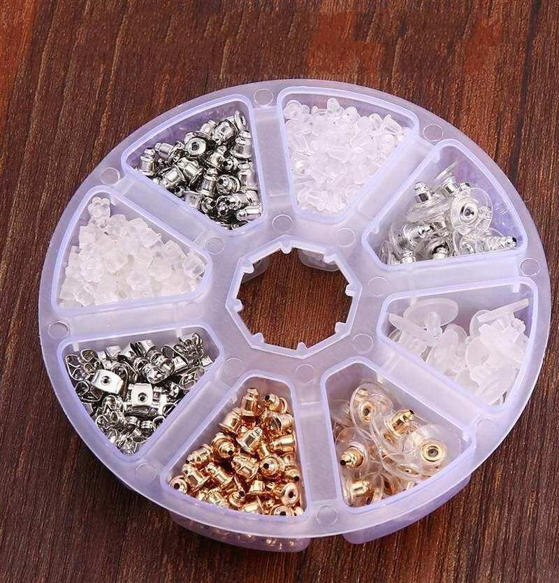 蝴蝶扣花型舒适后缘耳堵金属后扣耳钉扣头耳环耳扣耳坠防掉神器