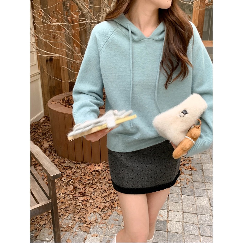 3th Morning 随性出街 韩系休闲设计感抽绳连帽针织衫ZY3682