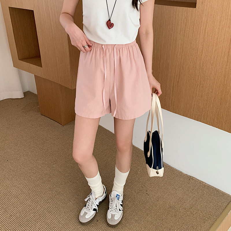 粉色棉裤短裤女2026新款夏季外穿宽松休闲小个子天丝运动五分中裤