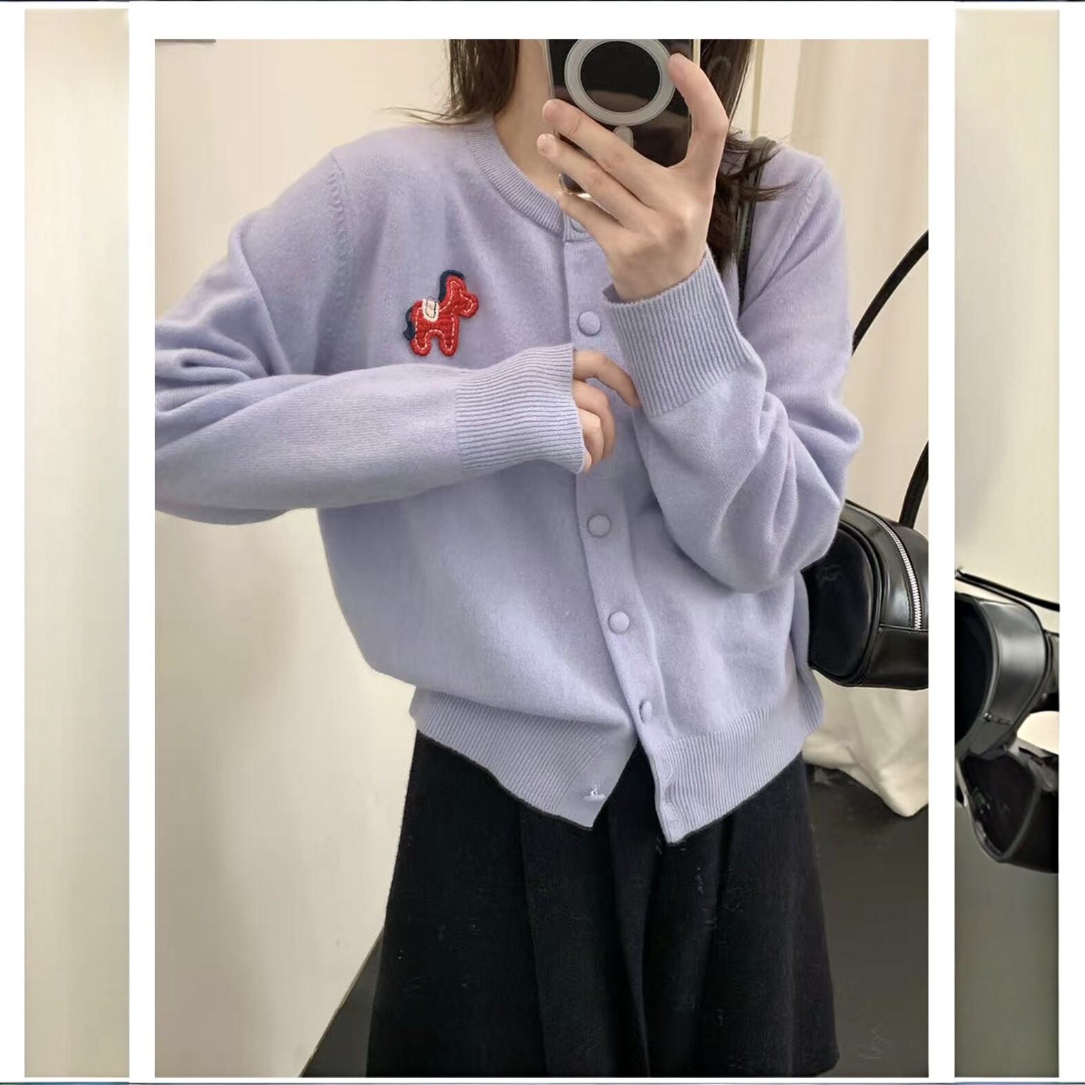 秋季圆领针织开衫女士洋气百搭毛衣显瘦减龄外套纯羊毛上衣
