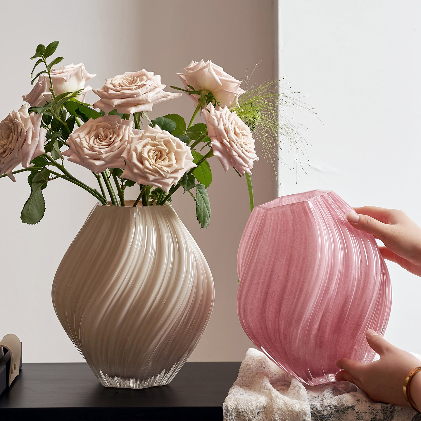 麦芽糖北欧网红款艺术摆件百合桌面客厅创意插花玻璃花瓶玫瑰鲜花,家居饰品,花瓶,淘宝优惠券,粉丝福利购,淘宝优惠卷