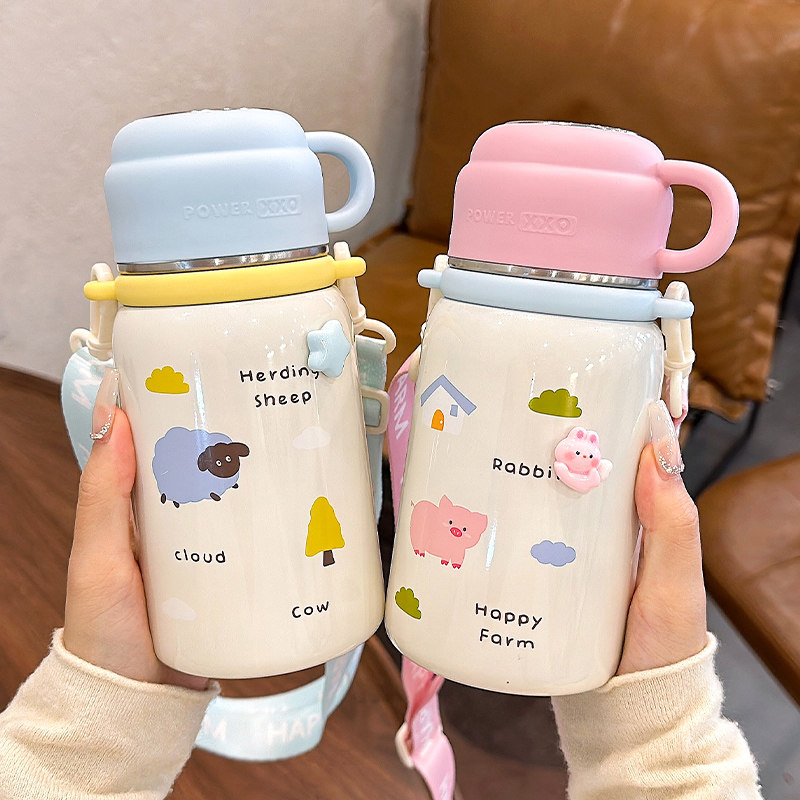 可爱保温杯大容量带盖学生便携水杯子女生高颜值茶水分离泡茶水壶