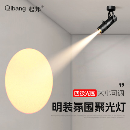 聚光灯LED射灯明装酒吧气氛灯KTV饭厅舞台咖啡厅COB轨道灯吸顶单