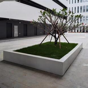 GRC树池坐凳定制UHPC混凝土泰科石花坛座椅玻璃钢景观弧形异形凳