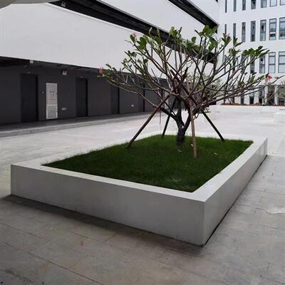 GRC树池坐凳定制UHPC混凝土泰科石花坛座椅玻璃钢景观弧形异形凳