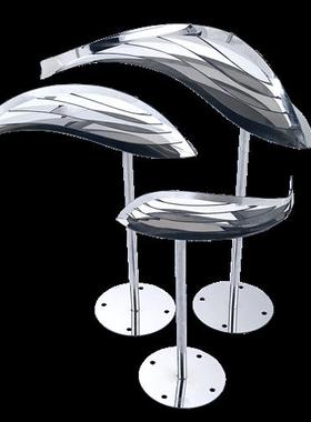 户外不锈钢抽象镜面鱼雕塑水池装饰售楼部酒店大厅水景装饰品摆件