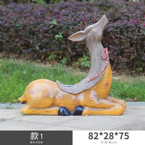 仿铜梅花鹿摆件户外玻璃钢圣诞鹿雕塑园林景观圣诞节商场酒店装饰