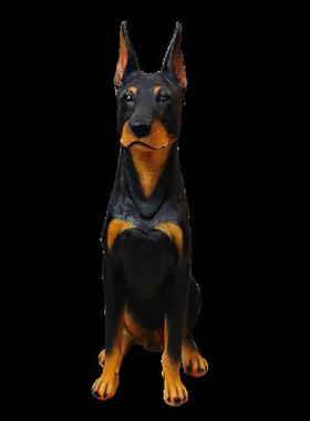 原创客厅狗摆件仿真杜宾犬模型玻璃钢动物雕塑电视柜落地装饰大号