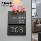 门牌定制订制门牌号码 牌家用宿舍创意入户亚克力住宅发光壁灯房间挂饰个性 人体感应灯欢迎回家免打孔数字干花