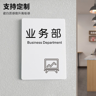 业务部销售部提示牌墙贴公司办公室门牌标识牌定制仓库亚克力标识牌科室牌部门订制创意高级玻璃门设计贴纸