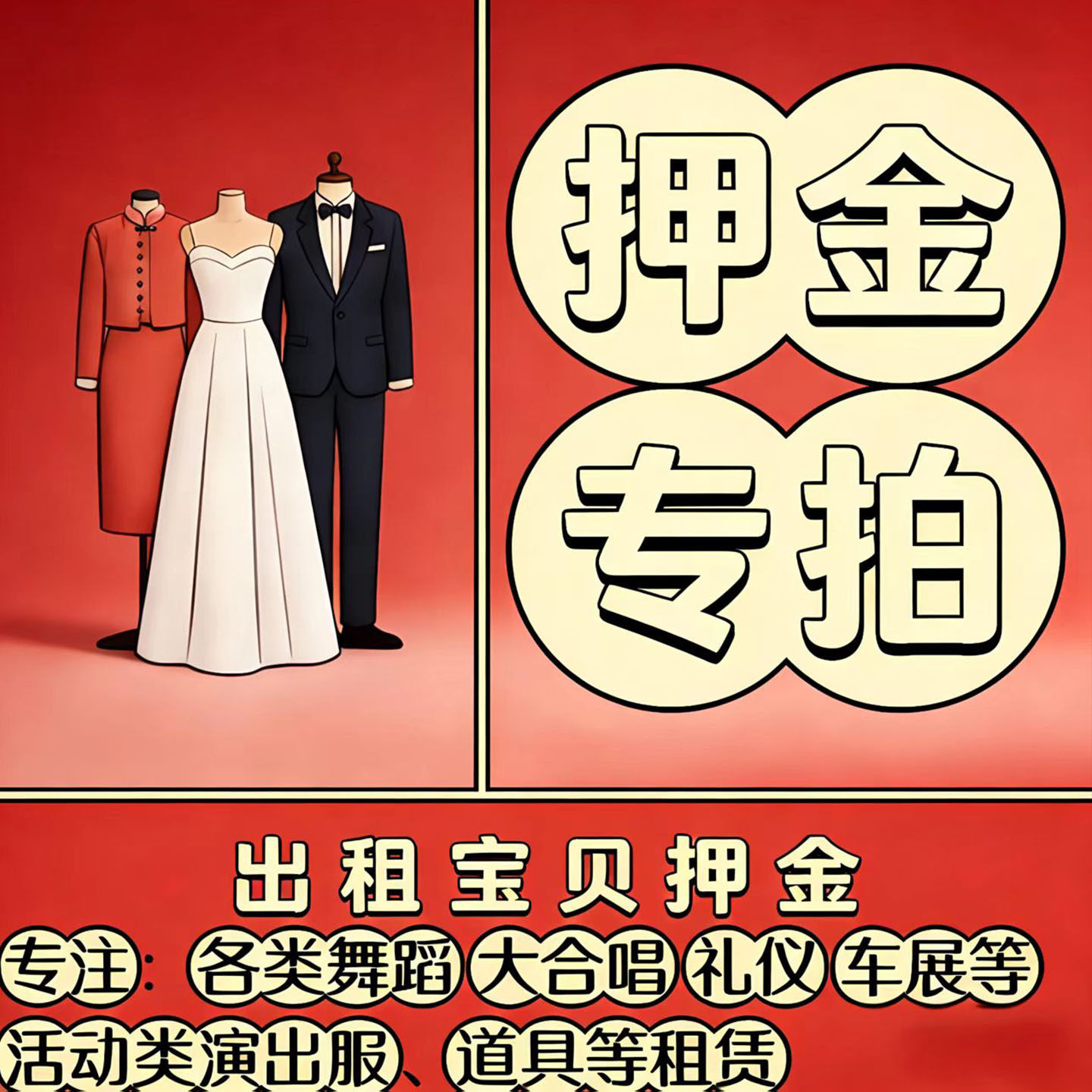【押金专拍】美人坊演出租赁店押金链接古装汉服旗袍礼服裙演出租