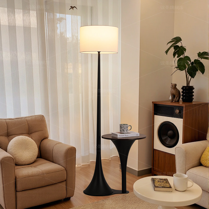 美式复古落地灯客厅沙发旁茶几氛围灯置物架一体实木托盘轻奢台灯,家装灯饰光源,置物功能落地灯,淘宝优惠券,粉丝福利购,淘宝优惠卷