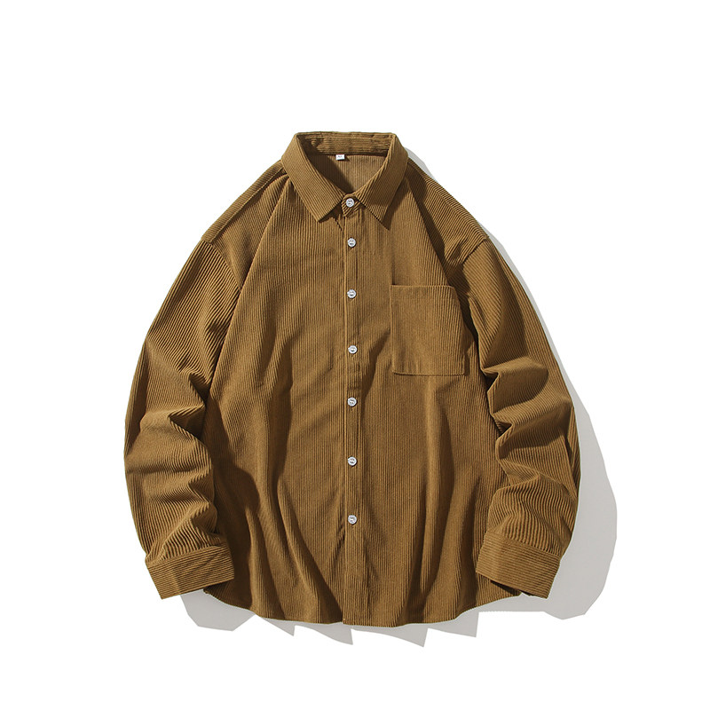 MPstudios原创男装GOODBAI亿万少年吕小虎灯芯绒大码宽松长袖衬衫