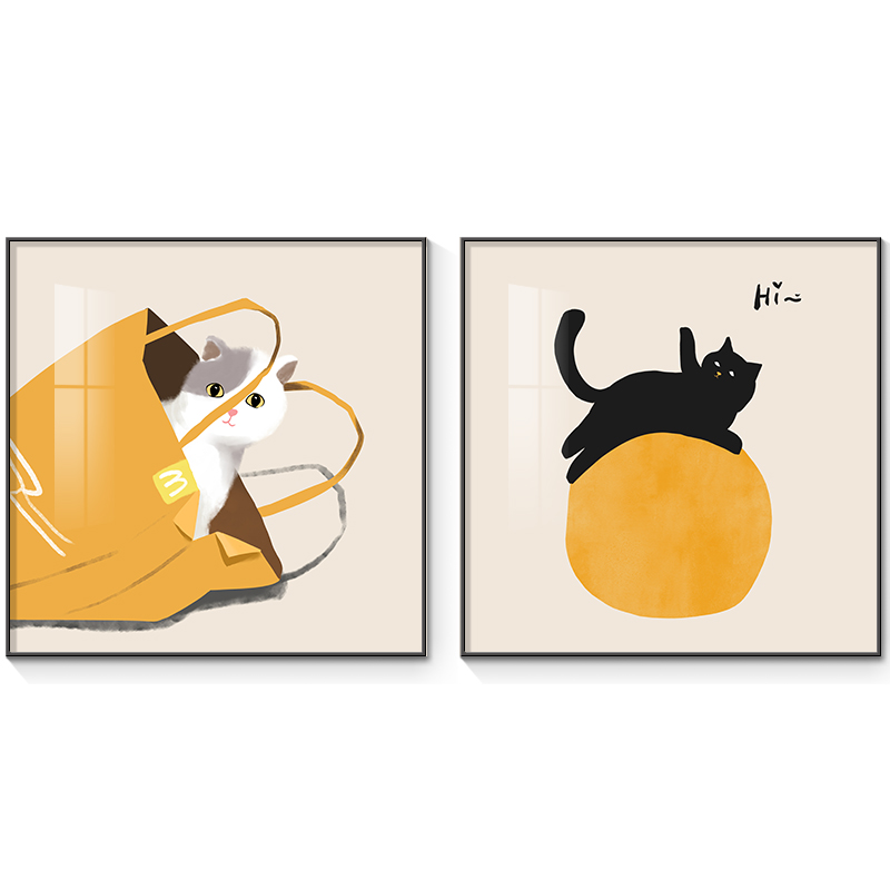 可爱猫咪房间装饰画卧室床头画北欧ins风书房挂画壁画温馨小众画图片
