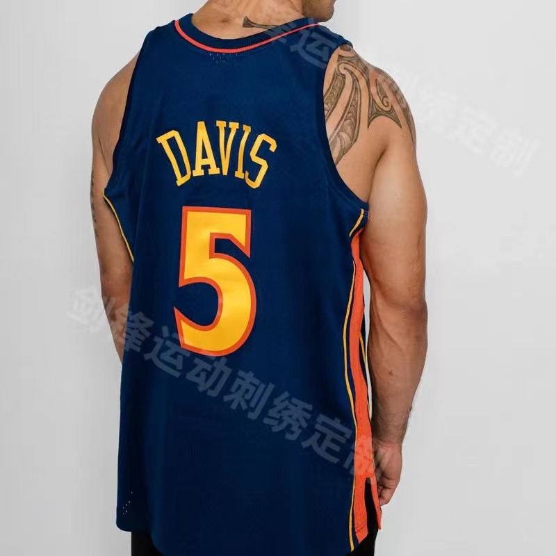 拜伦戴维斯球衣刺绣版5号球衣网眼复古篮球服高端快船diy大胡子