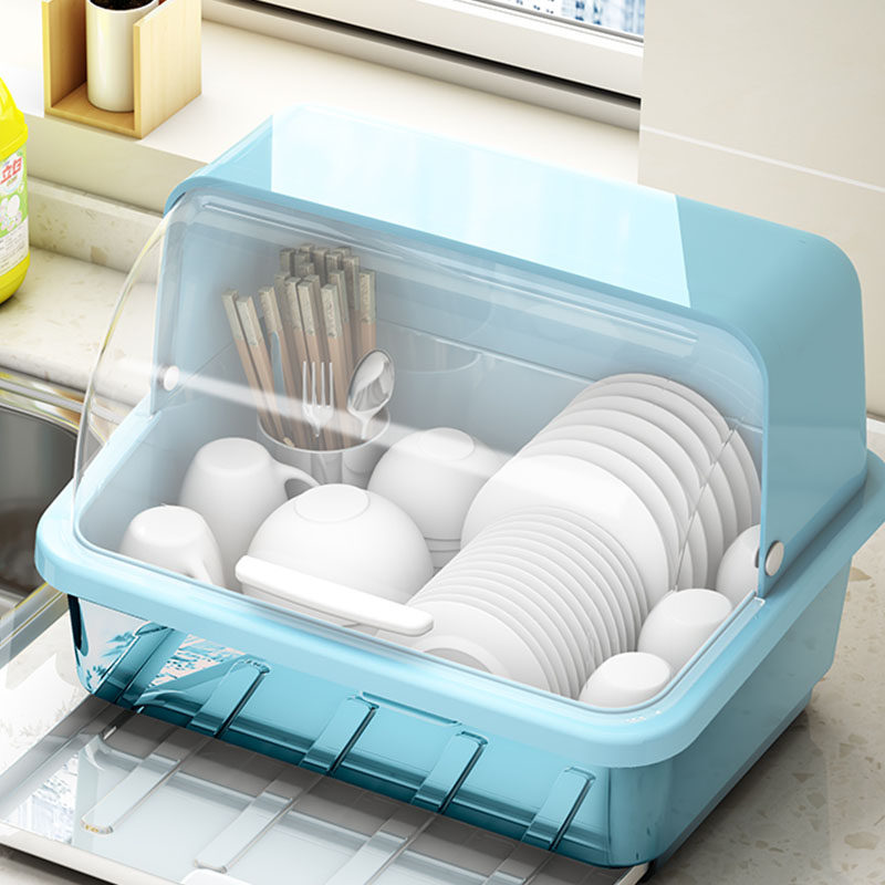厨房置物架装碗筷收纳盒盘子沥水碗柜家用台面碗碟餐具带盖收纳箱,厨房/烹饪用具,厨房置物架/置物柜/角架,淘宝优惠券,粉丝福利购,淘宝优惠卷