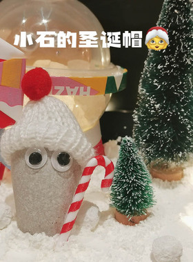 来和小石一起过圣诞节吧！宠物石头用品小石圣诞帽小毛线帽圣诞节