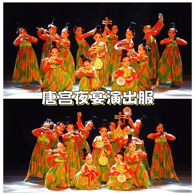 女童汉服襦裙唐宫夜宴演出服儿童小唐俑唐制舞蹈服敦煌舞表演服装