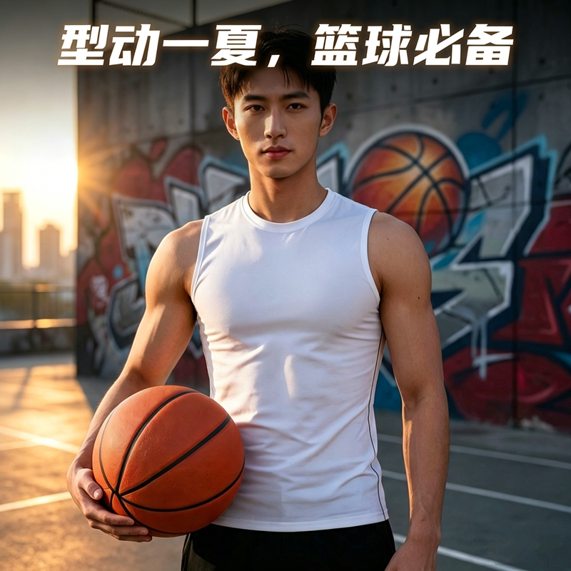 篮球无袖坎肩运动背心男速干紧身衣 跑步田径训练健身服打底衣t恤