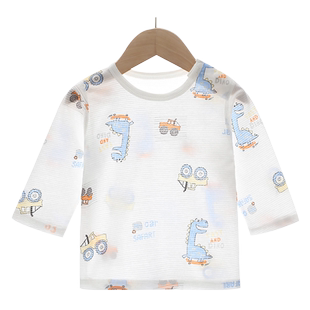 宝宝上衣夏季七分袖薄男童睡衣儿童纯棉t恤女童家居服空调衫婴儿