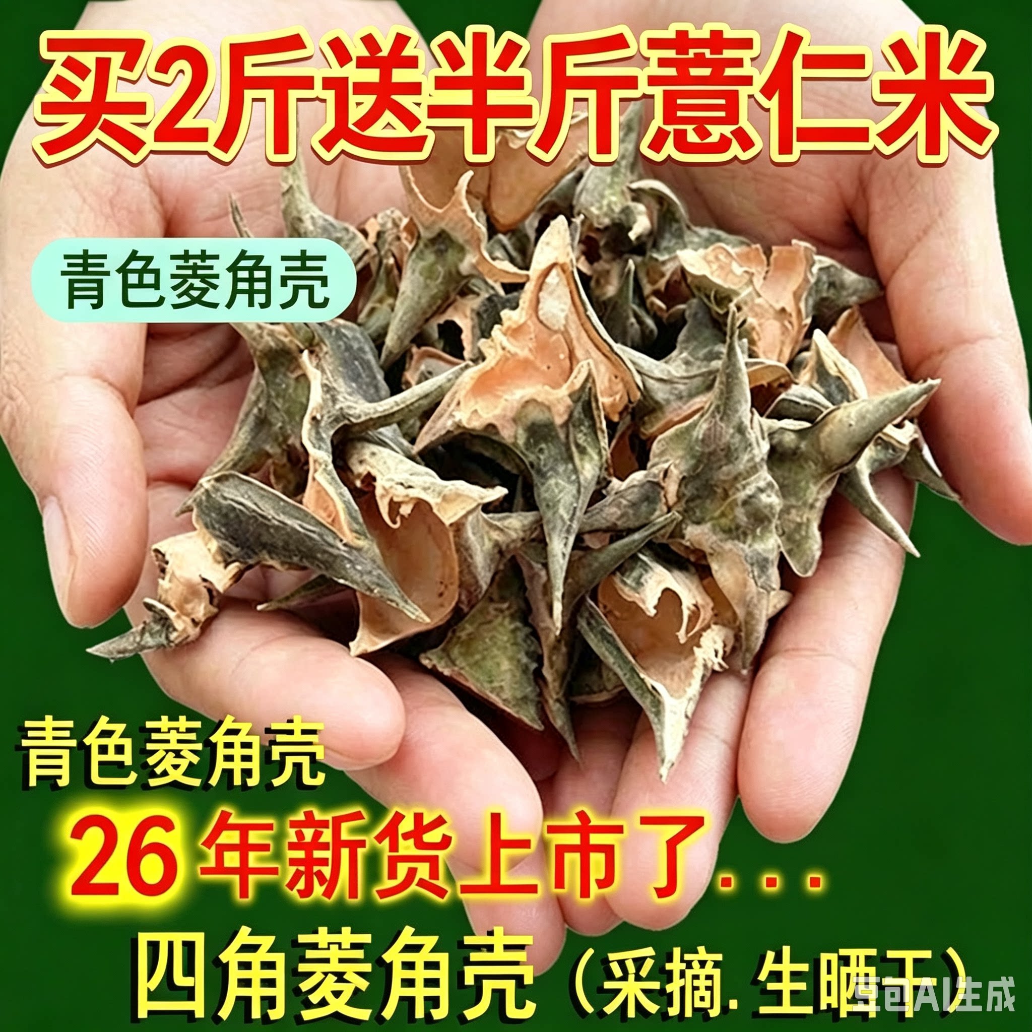 自然晒干野外生长新鲜四角菱角菱特色干货及养生干料