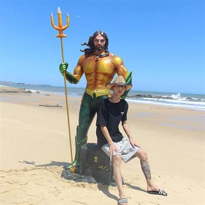 玻璃钢加勒比海盗船长雕塑大型摆件家居软装装饰仿真鲨鱼螃蟹模型