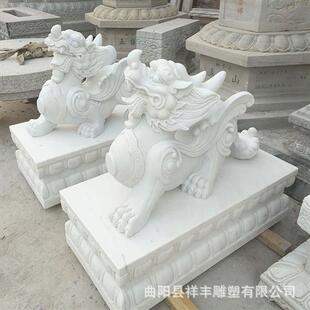 汉白玉貔貅现货大理石石雕晚霞红麒麟别墅酒店门口镇宅旺财厂家批