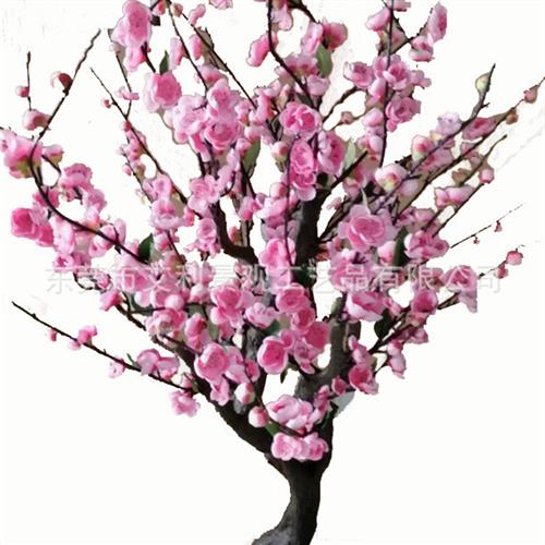 桃花树盆栽客厅落地摆件装饰桃花树室内假树塑料植物大盆景