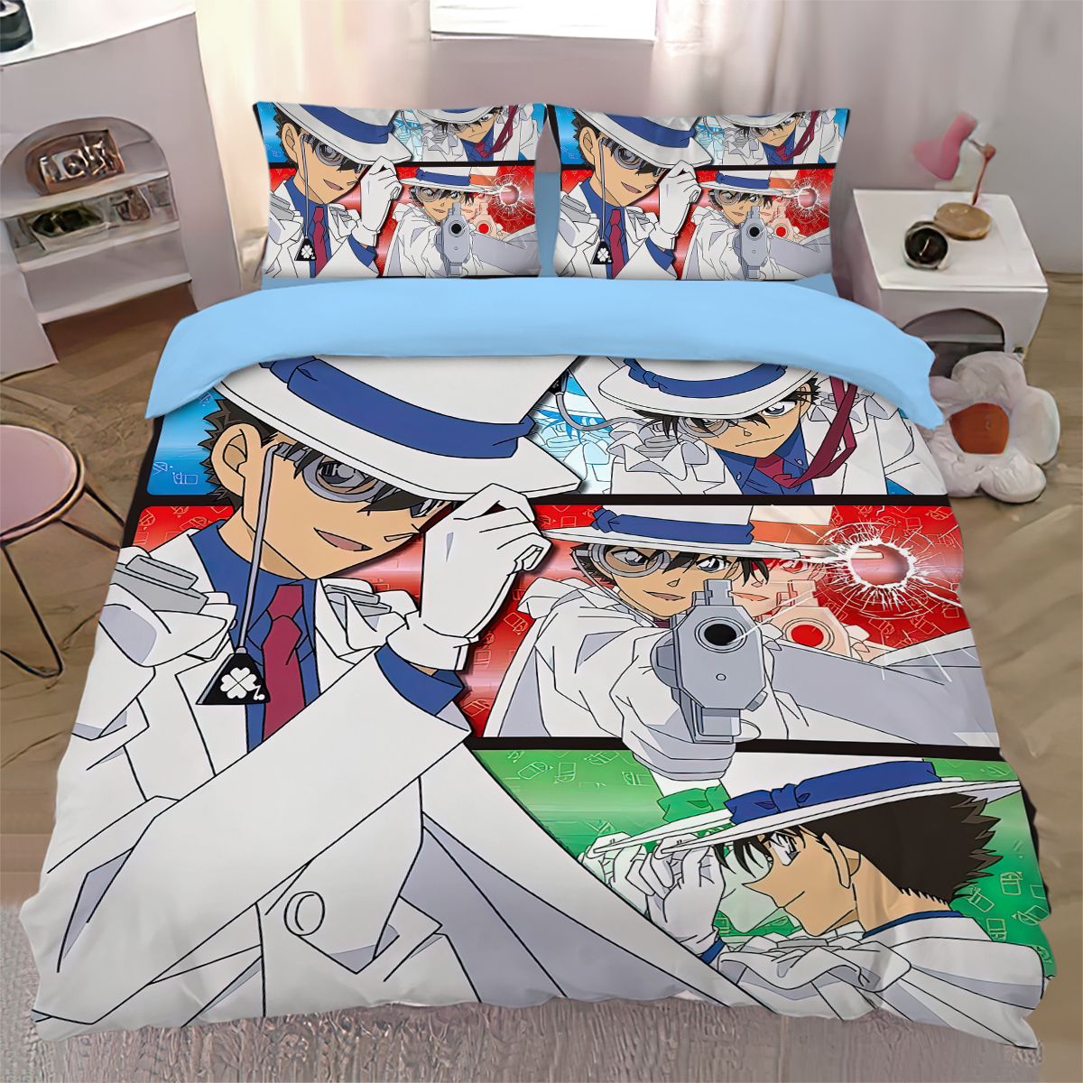 2026动漫怪盗基德纯棉床单被罩四件套黑羽快斗学生宿舍全棉床品被