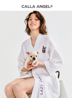 CallaAngel浴袍女薄款春夏吸水日式华夫格男情侣速干小狗睡袍浴衣
