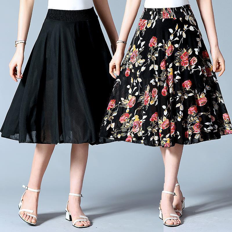 碎花半身裙女夏季百褶裙中老年广场舞大码松紧短裙子印花冰丝大妈|ruв категории Женская одежда, юбка - от Buy2taobao.com для оказания профессиональной услуги покупки агента Taobao