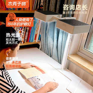 木秀于林热光源双头小路灯桌面护眼灯钨丝白炽全光谱无影智能语音
