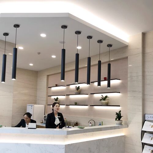 LED北欧圆柱形吊灯 简约风格餐厅吊灯 创意吧台艺术灯可调空间适