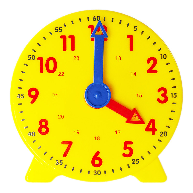 钟表模型 小学教学时钟教具学具一二年级小学生数学用具认识时间的二针联动儿童 直径10cm钟面