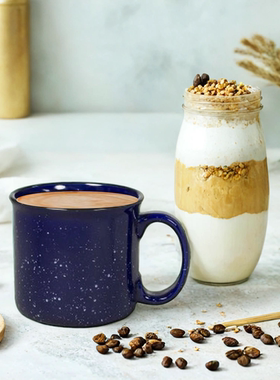 【出口陶瓷马克杯】宝蓝色水杯耐热家用大容量美式咖啡杯商用新款