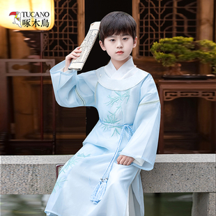 宋制男童汉服夏季款2025新款中国风国学服诗朗诵中大童李白演出服