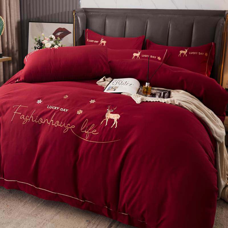 婚庆四件套结婚中国红大红色被套床单双人婚房床上用品喜庆婚礼纪