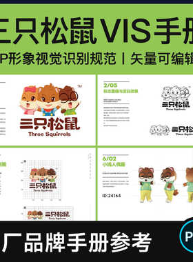 三只松鼠VI设计模版参考 矢量可编辑 IP形象品牌视觉识别规范手册