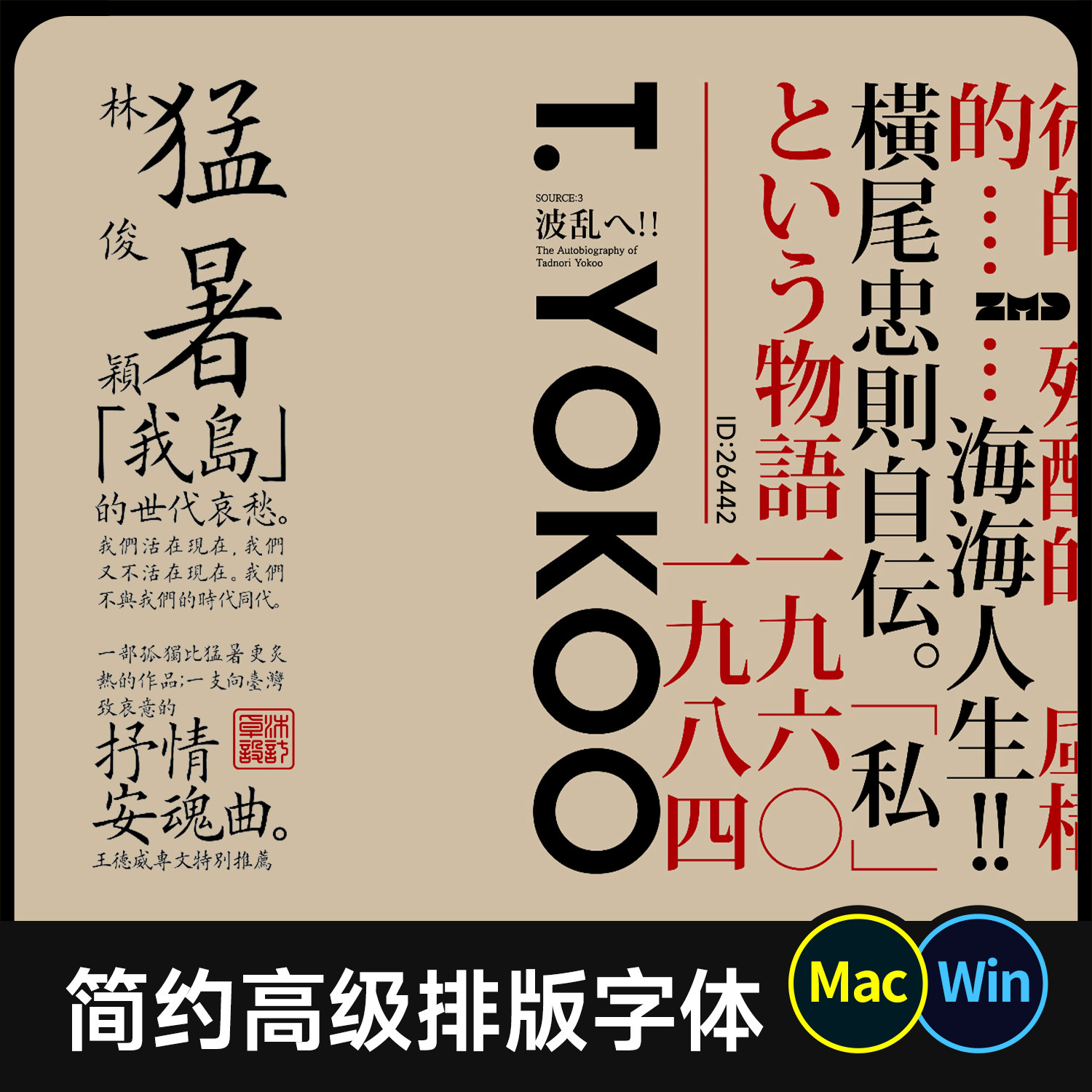 17组简约高级字体 王志弘设计师排版常用日文繁体中文字体安装包