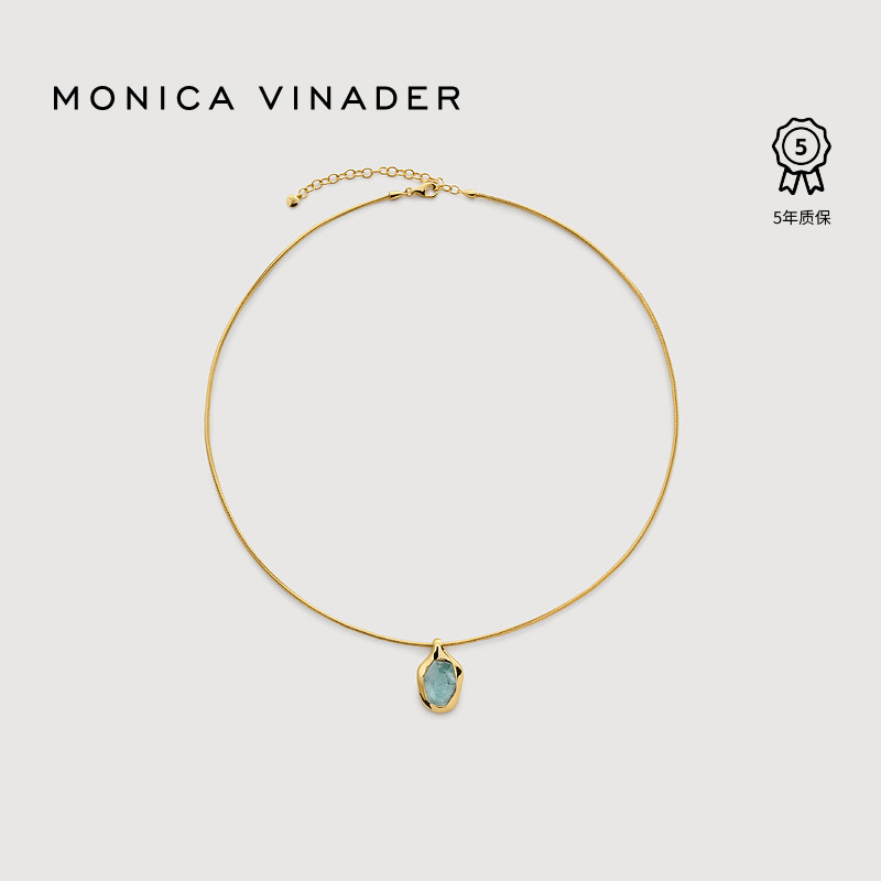 Monica Vinader莫妮卡流光宝石项链海蓝宝锁骨链生日礼物夏日颈链